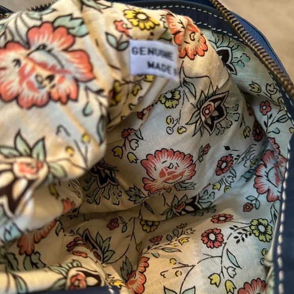 Navy blue leather shoulder bag - Picture 6 of 8